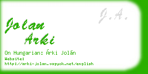 jolan arki business card